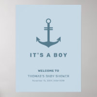 Baby shower d'Ancres élégant bleu clair Accueil