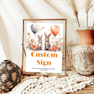 Affiche Baby shower d'anniversaire Bunny de PâquesPanneau