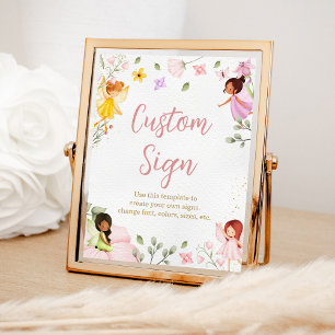 Affiche Baby shower d'anniversaire de fée magique Signal p