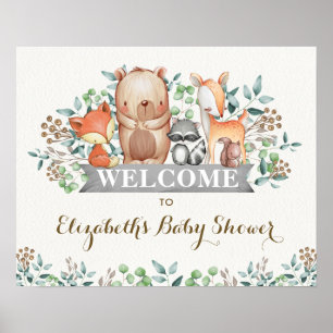 Affiche Baby shower d'anniversaire de la Forêt des Bois
