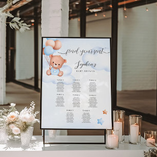 Affiche Baby shower d'aquarelle de l'ours en peluche