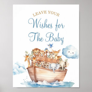 Affiche Baby shower d'arche de mignonette Boy Noah's Voeux