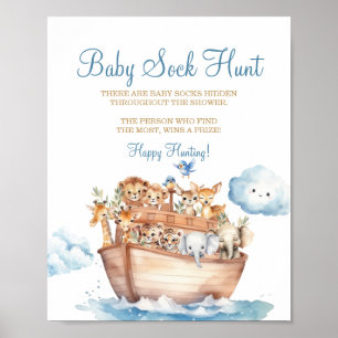 Affiche Baby shower d'arche de mignonne Boy Noah Baby Sock