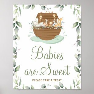 Affiche Baby shower d'arche de Noé de verdure Bébés doux t