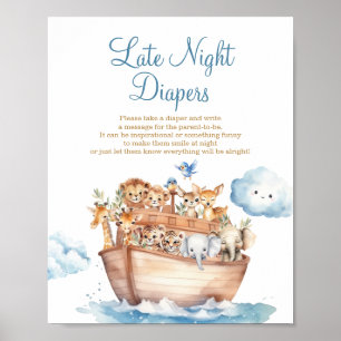 Affiche Baby shower d'arche du mignon Boy Noah Diapers tar