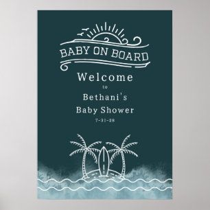 Affiche Baby shower d'ardoise neutre à bord
