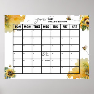 Affiche Baby shower   Date d'échéance