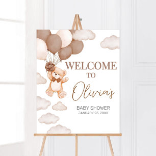 Affiche Baby shower d'attente d'ours Brown