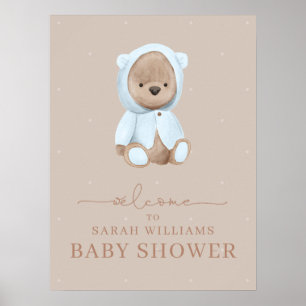 Affiche Baby shower d'attente minimaliste bleu foncé