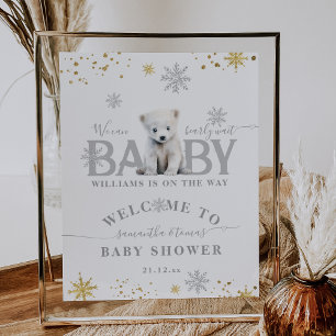 Affiche Baby shower d'attente moderne d'hiver Bienvenue