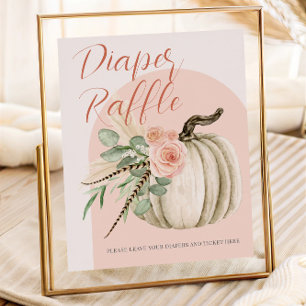Affiche Baby shower d'automne Aquarelle Citrouille Déchets