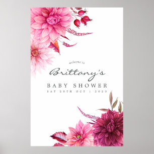 Affiche Baby shower d'automne Bourgogne et Brousse Bienven