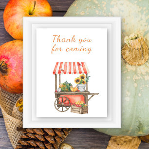 Affiche baby shower d'automne citrouille - merci