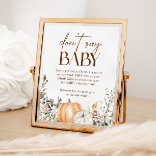 Affiche Baby Shower d'Automne Citrouille Ne dites pas Bébé