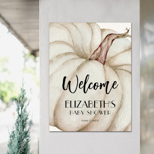 Affiche Baby shower d'automne du Citrouille blanc Bienvenu
