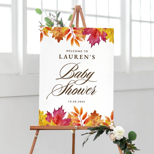 Affiche Baby shower d'automne Feuille en chute (Créateur téléchargé)