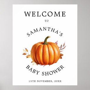 Affiche Baby shower d'automne floral moderne