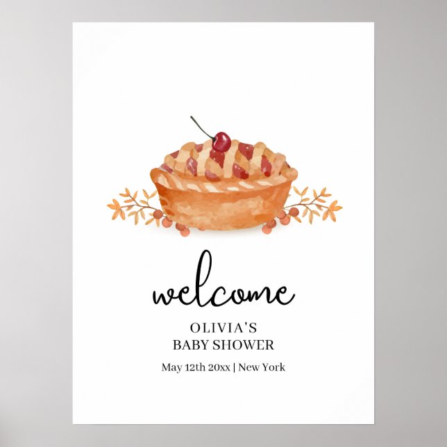 Affiche Baby shower d'automne Little Cutie Pie Cherry Welc (Devant)