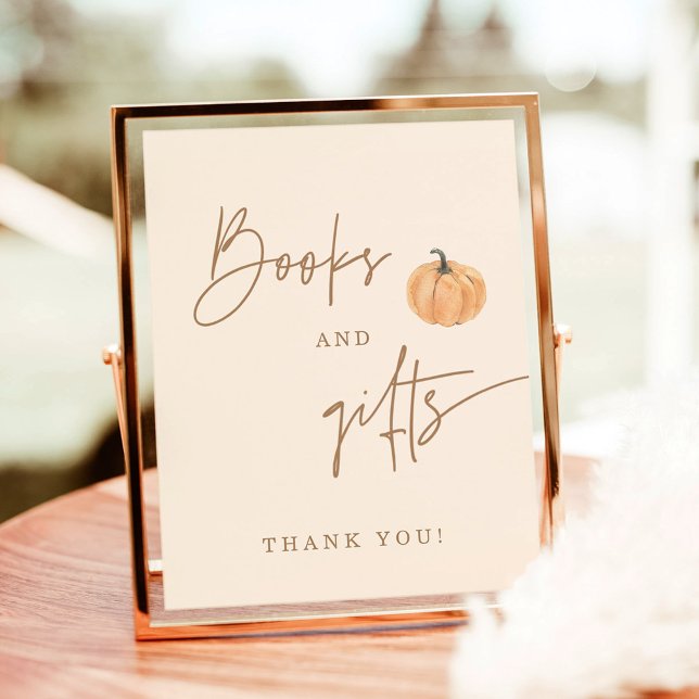 Affiche Baby shower d'automne Livres et Cadeaux Signe, Cit (Créateur téléchargé)