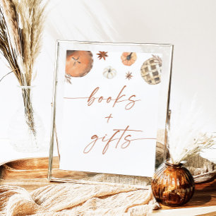 Affiche Baby shower d'automne Livres et Cadeaux Signe, Cit