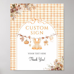 Affiche Baby shower d'automne moderne fille Citrouille per