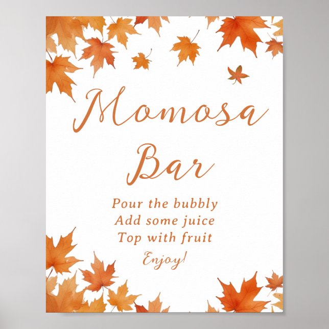 Affiche Baby shower d'automne Momosa Bar (Devant)