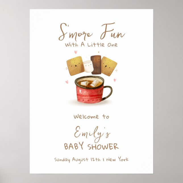 Affiche Baby shower d'automne Neutre sur le genre S'more F (Devant)