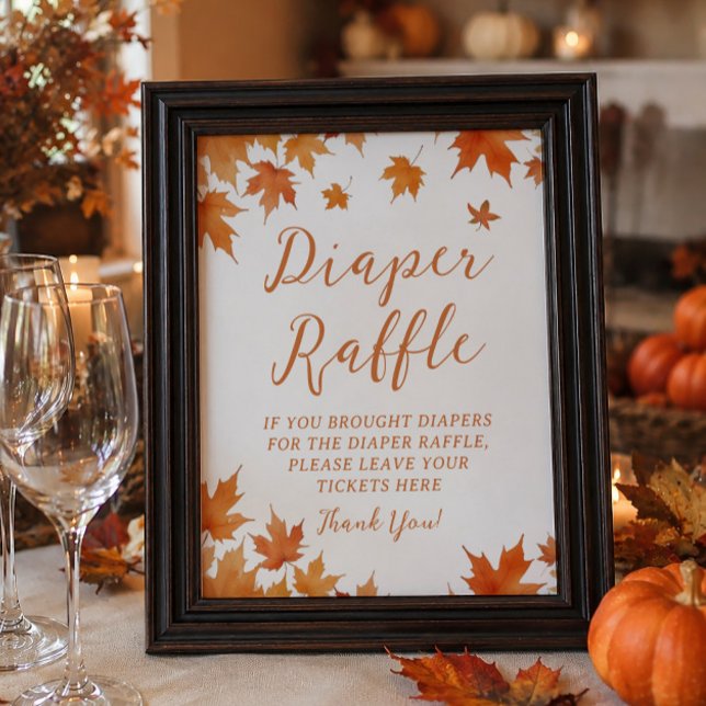 Affiche Baby Shower d'Automne Tirage au Sort Couches  (Créateur téléchargé)