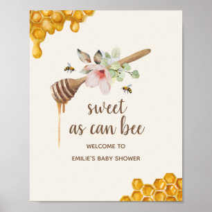 Affiche Baby shower De Baguette De Miel Floral