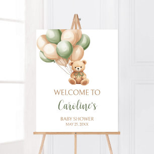 Affiche Baby shower de bain à bulle vert Sage Bienvenue