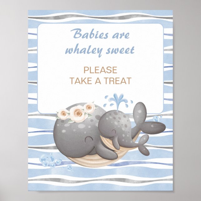 Affiche Baby shower de baleine nautique garçon Favoriser (Devant)