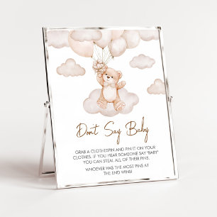 Affiche Baby shower de ballon Brown bébé ours ne pas dire