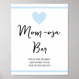 Affiche Baby shower de bar Maman-Osa-Coeur Bleu