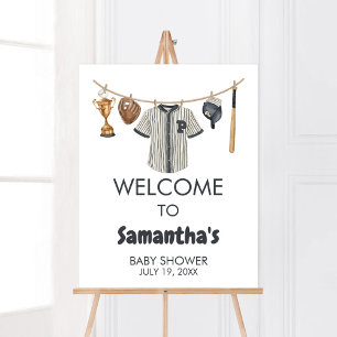 Affiche Baby shower de baseball Little Slugger Bienvenue