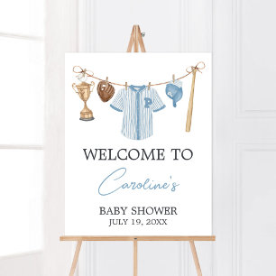 Affiche Baby shower de baseball Little Slugger Bienvenue