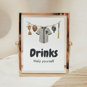 Affiche Baby shower de baseball Little Slugger Boissons