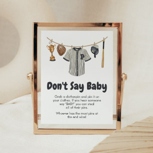 Affiche Baby shower de baseball Little Slugger Ne pas dire