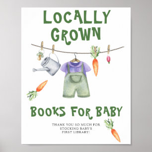 Affiche Baby shower de bébé élevé localement - livres pour