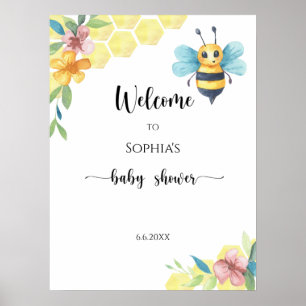 Affiche Baby shower de bienvenue aux abeilles