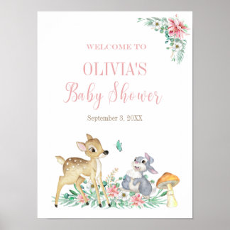 Affiche Baby shower de bienvenue aux cerfs et amis