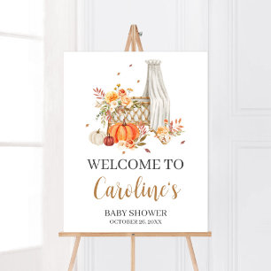 Affiche Baby shower De Bienvenue Citrouille Orange Fall In
