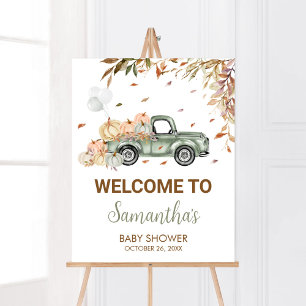 Affiche Baby shower de bienvenue du Citrouille de camion v
