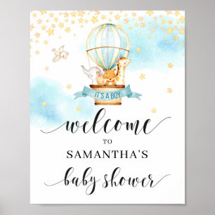 Affiche Baby shower de bienvenue enseigne montgolfière ani