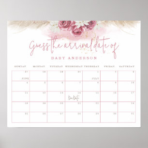 Affiche Baby shower De Boho Tropical Devinez La Date D'Arr