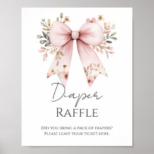 Affiche Baby shower de boue rose floral Raffin