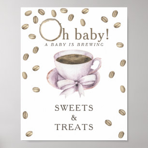 Affiche Baby shower de brassage de café DOUCES ET TRAITEME