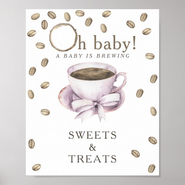 Affiche Baby shower de brassage de café DOUCES ET TRAITEME (Devant)