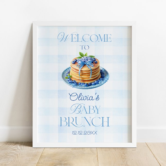 Affiche Baby shower de Brunch Bébé Blueberry Bienvenue (Créateur téléchargé)