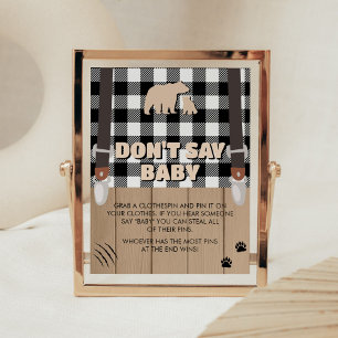 Affiche Baby shower de bûcheron à plaid rustique Ne pas di