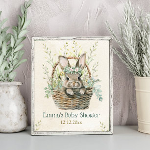Affiche Baby shower de Bunny Eucalyptus vert